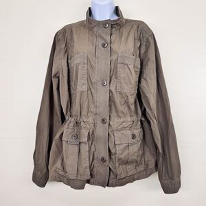 LL Bean Womens Utility Cargo Field Jacket Size L Ripstop Hiking Gorpcore
